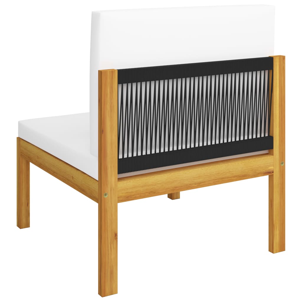 Canapea de grădină cu 4 locuri, pernă din lemn de salcâm și frânghie