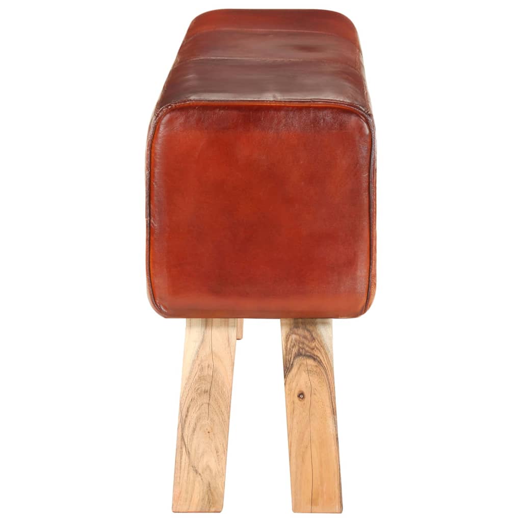 Bancă bok gimnastică maro 160 cm piele naturală/lemn acacia