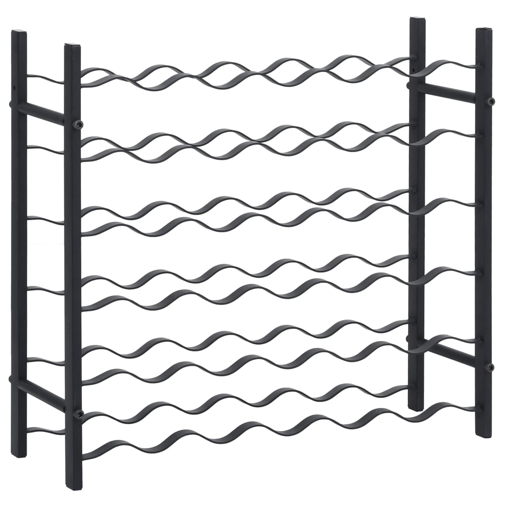 Suport sticle de vin pentru 36 de sticle, negru, fier