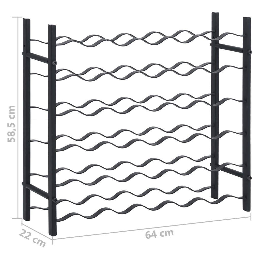 Suport sticle de vin pentru 36 de sticle, negru, fier