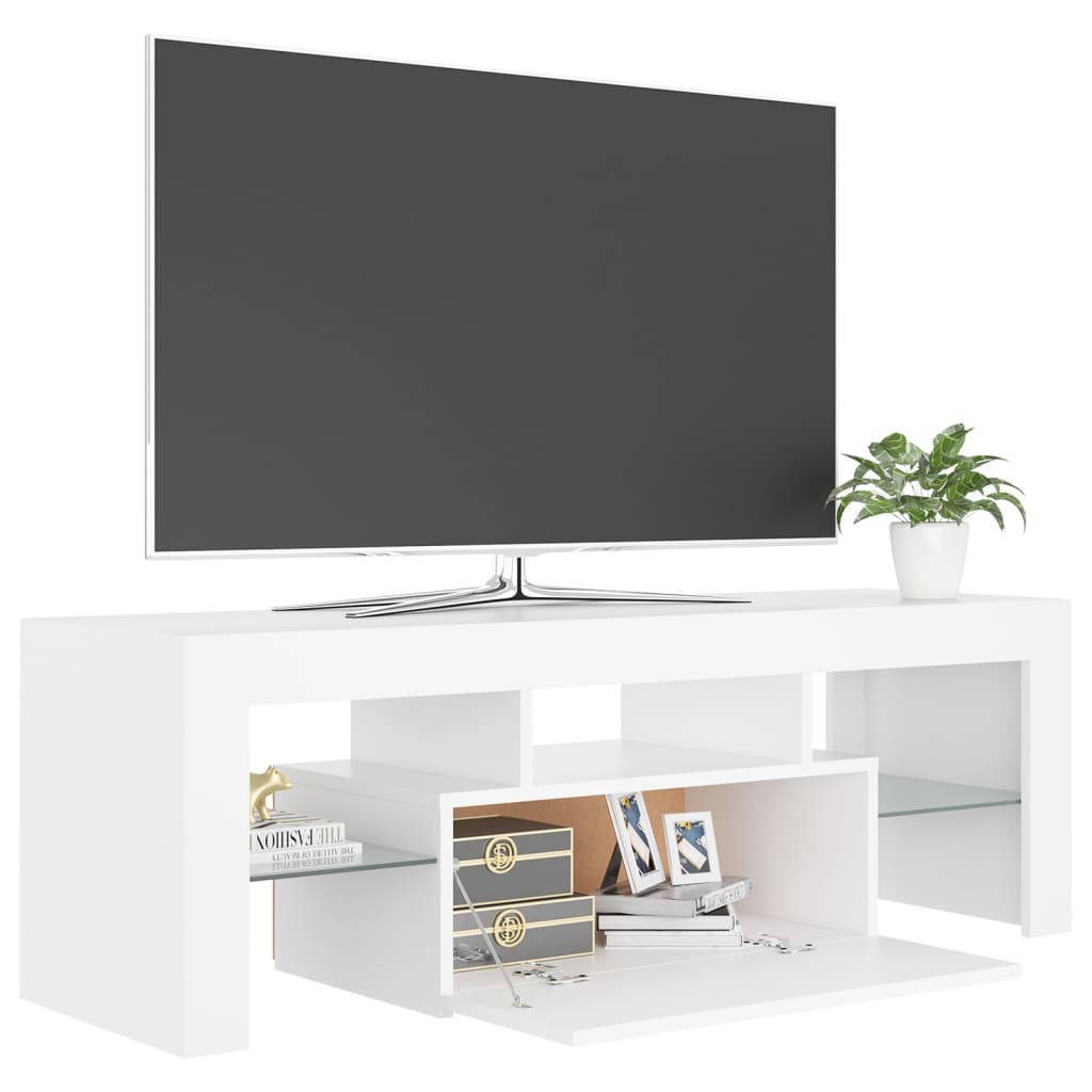 Comodă tv cu lumini led, alb, 120x35x40 cm