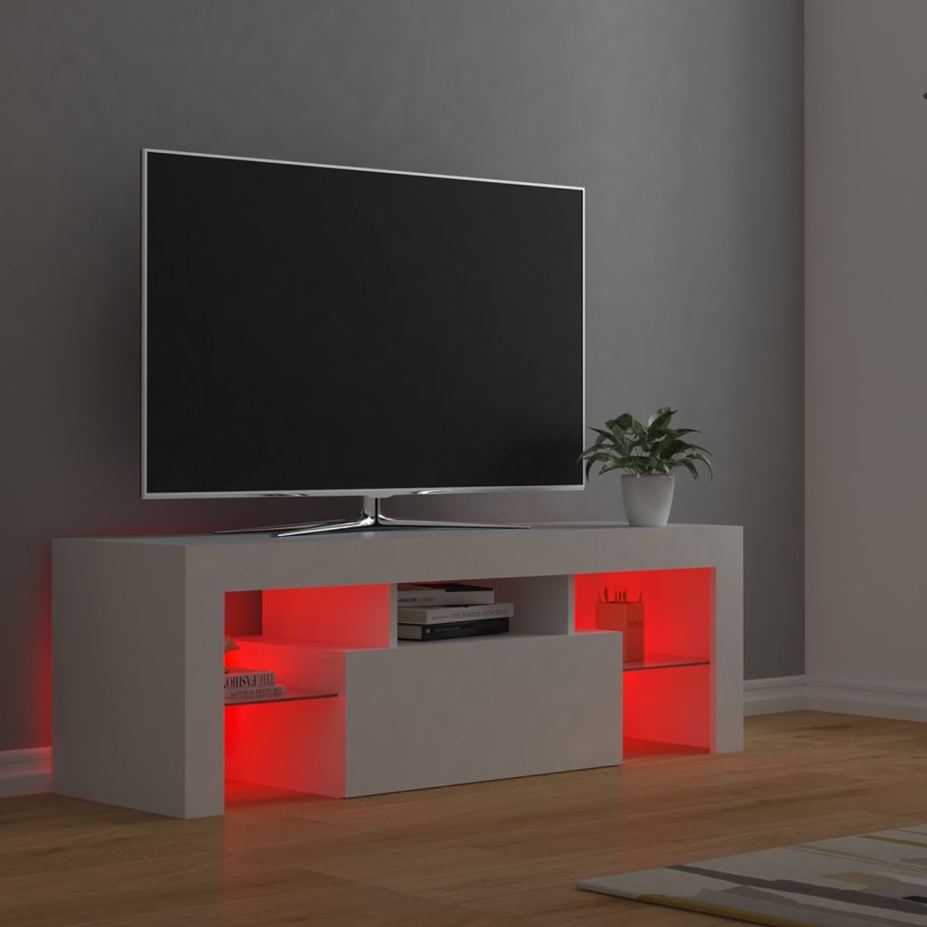 Comodă tv cu lumini led, alb, 120x35x40 cm