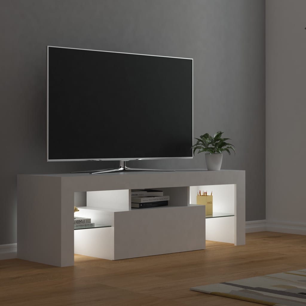 Comodă tv cu lumini led, alb, 120x35x40 cm