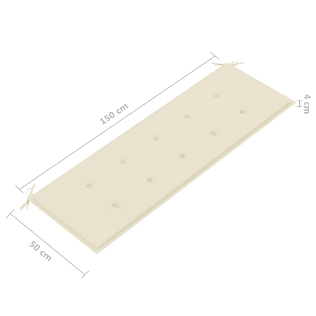 Bancă de grădină stivuibilă cu pernă, 159 cm, lemn masiv de tec