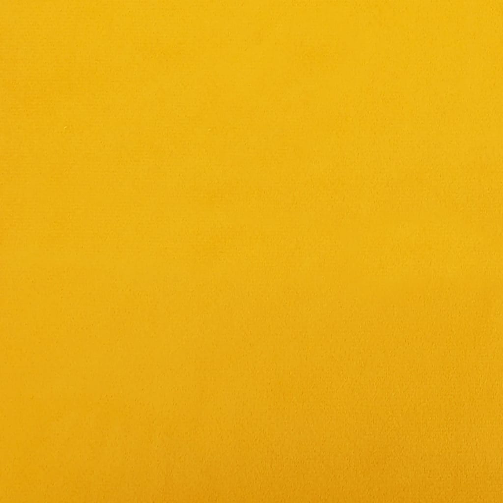 Scaun cu picioare din lemn, galben, catifea