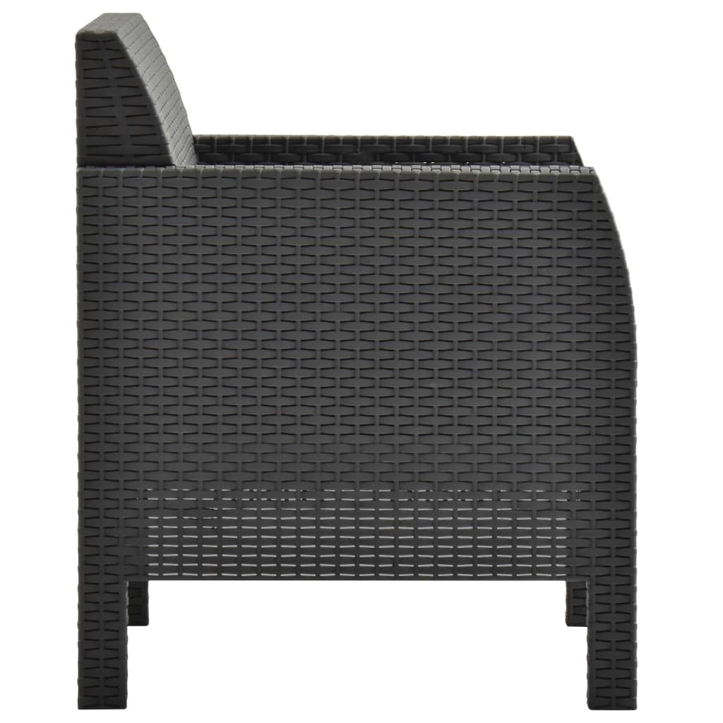 Fotolii de grădină cu perne, 2 buc., antracit, ratan pp