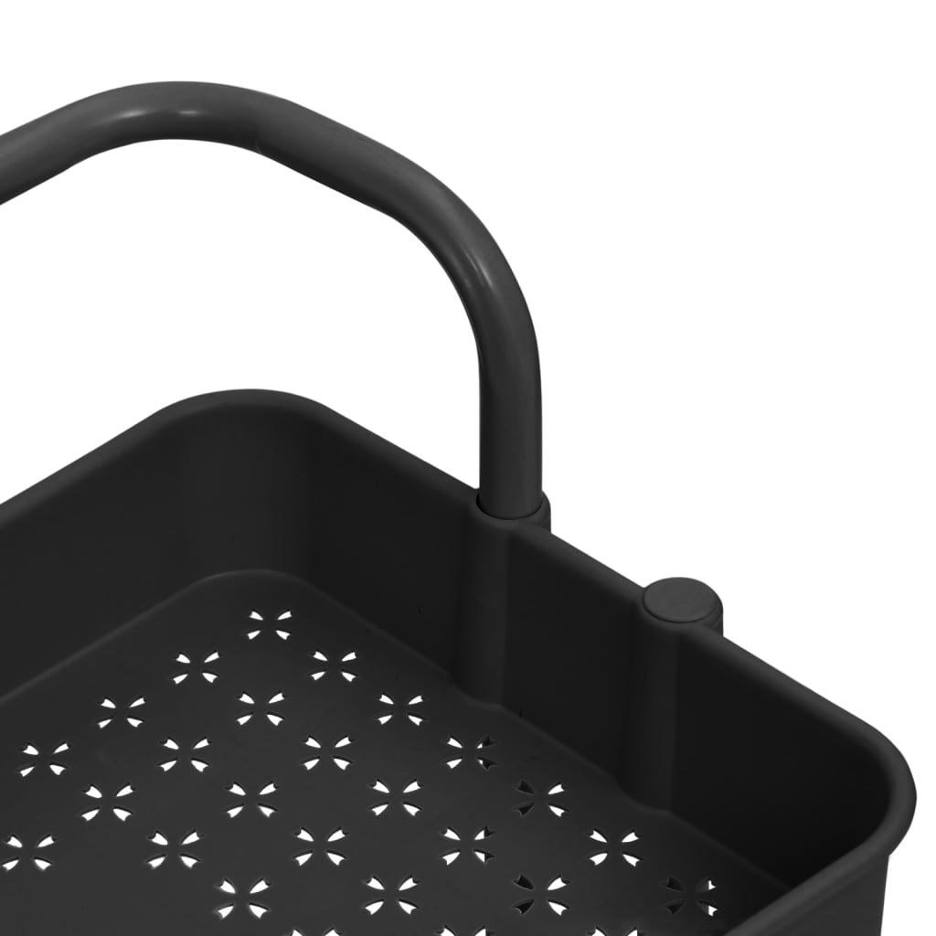 Cărucior de bucătărie 3 niveluri negru 42x35x85 cm fier/abs