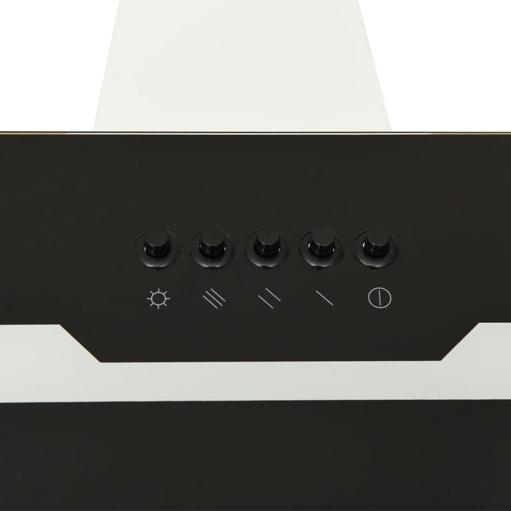 Hotă de perete, negru, 60 cm, oțel și sticlă securizată