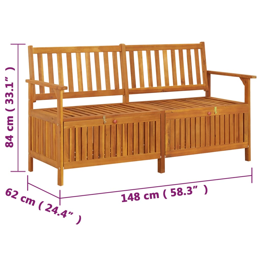 Bancă de depozitare, 148 cm, lemn masiv de acacia