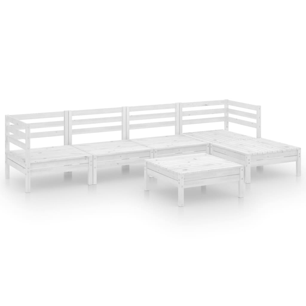 Set mobilier de grădină, 6 piese, alb, lemn masiv de pin Set mobilier de grădină, 6 piese, alb, lemn masiv de pin
