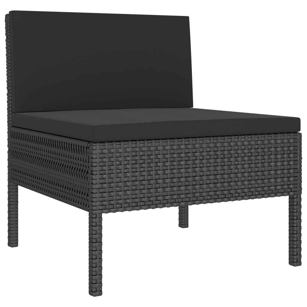 Set mobilier de grădină cu perne, 6 piese, negru, poliratan