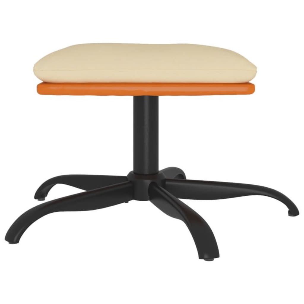 Taburet, crem, 60x60x36 cm, textil și piele ecologică