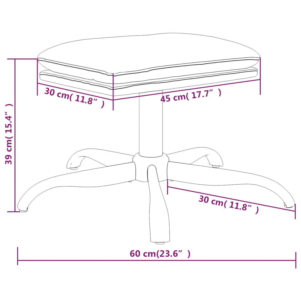 Taburet, crem, 60x60x36 cm, textil și piele ecologică