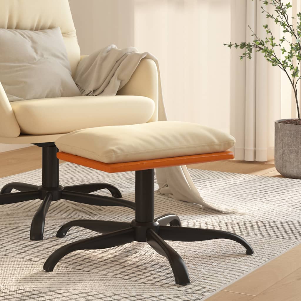 Taburet, crem, 60x60x36 cm, textil și piele ecologică