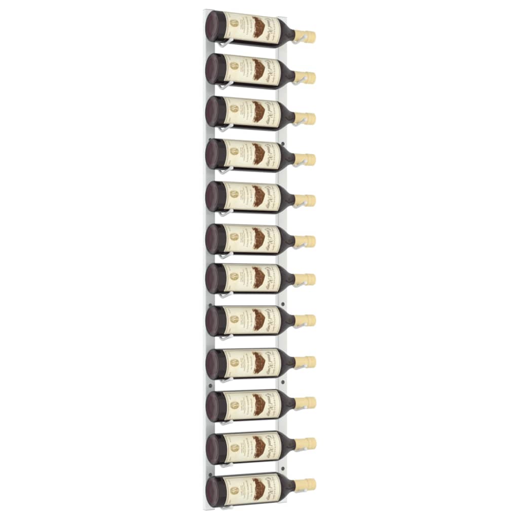 Suport sticle de vin montat pe perete, 12 sticle, alb, fier