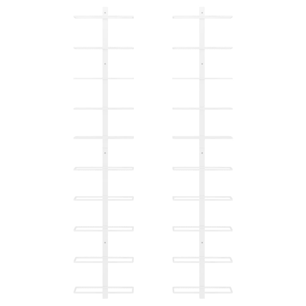 Suport sticle de vin, de perete, 10 sticle, 2 buc., alb, metal
