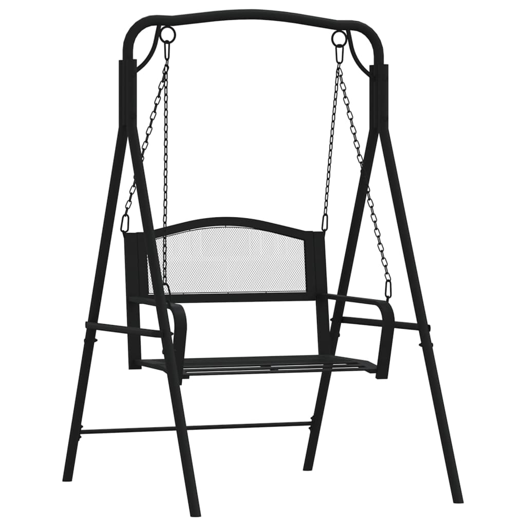 Bancă balansoar, negru, 124 cm, oțel Bancă balansoar, negru, 124 cm, oțel