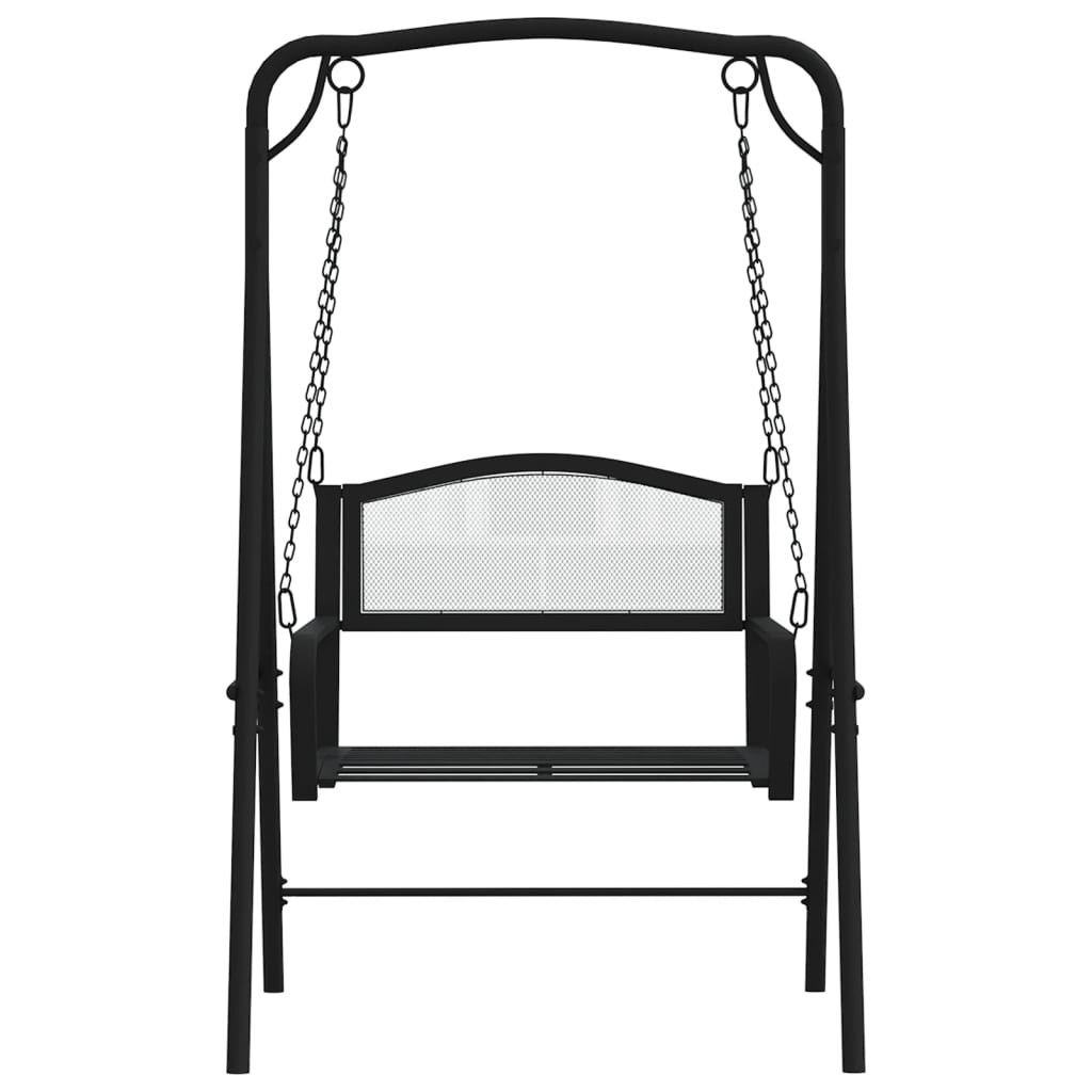 Bancă balansoar, negru, 124 cm, oțel Bancă balansoar, negru, 124 cm, oțel