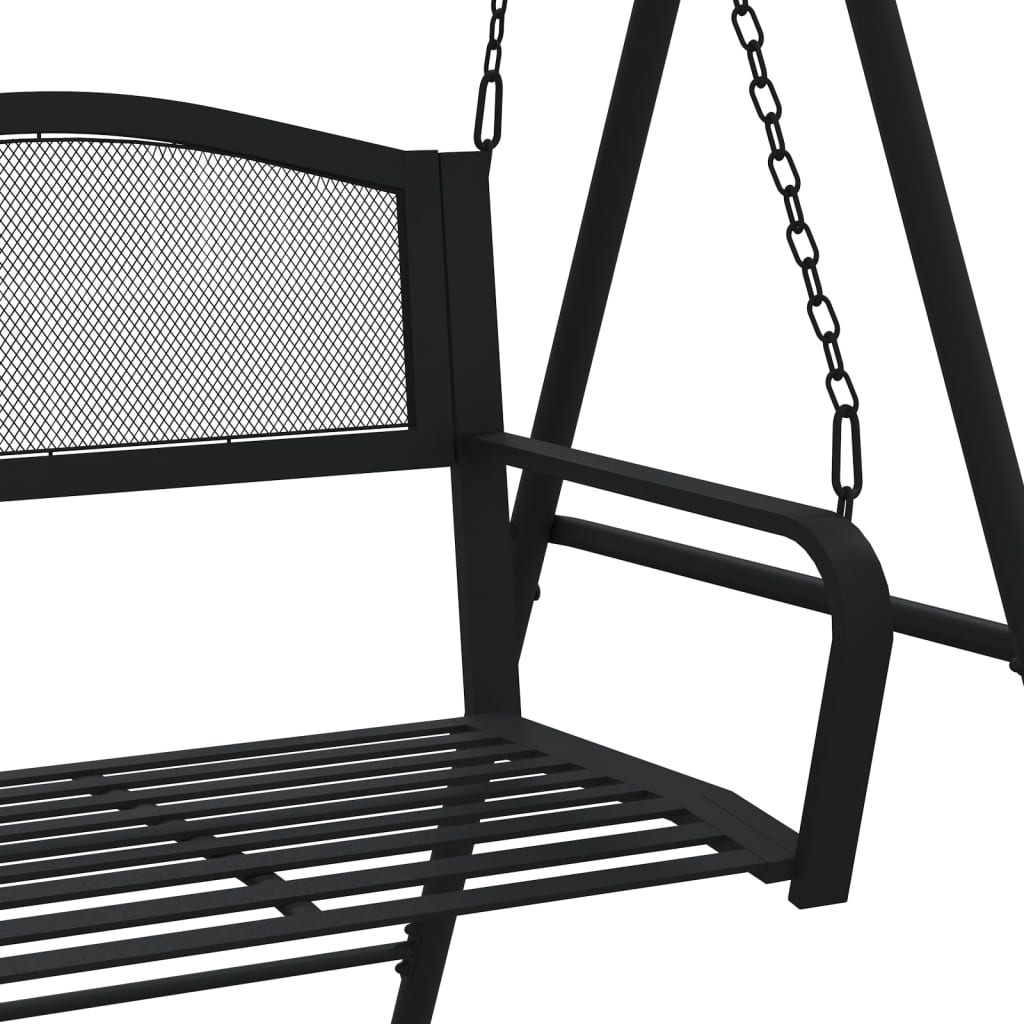 Bancă balansoar, negru, 124 cm, oțel Bancă balansoar, negru, 124 cm, oțel