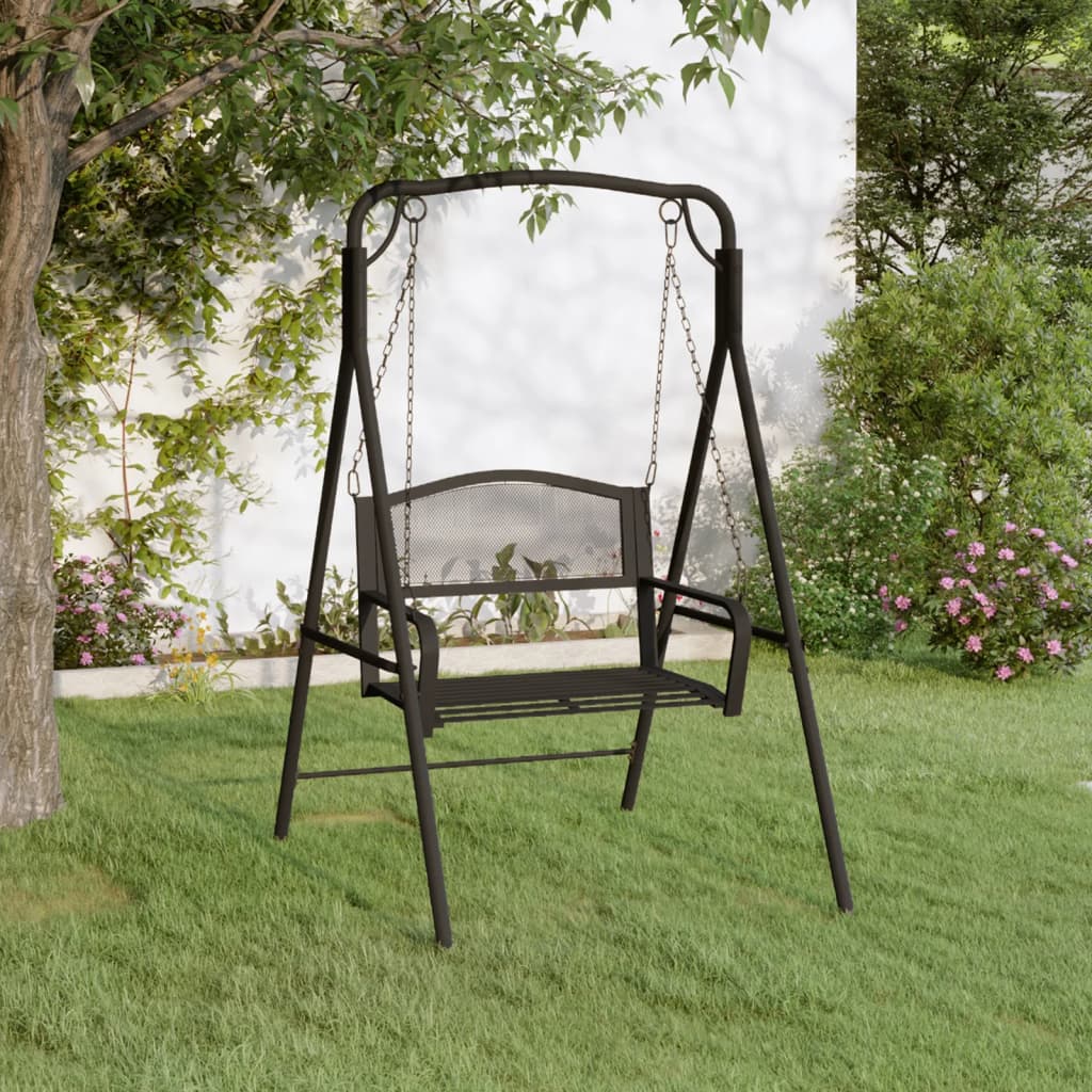Bancă balansoar, negru, 124 cm, oțel Bancă balansoar, negru, 124 cm, oțel
