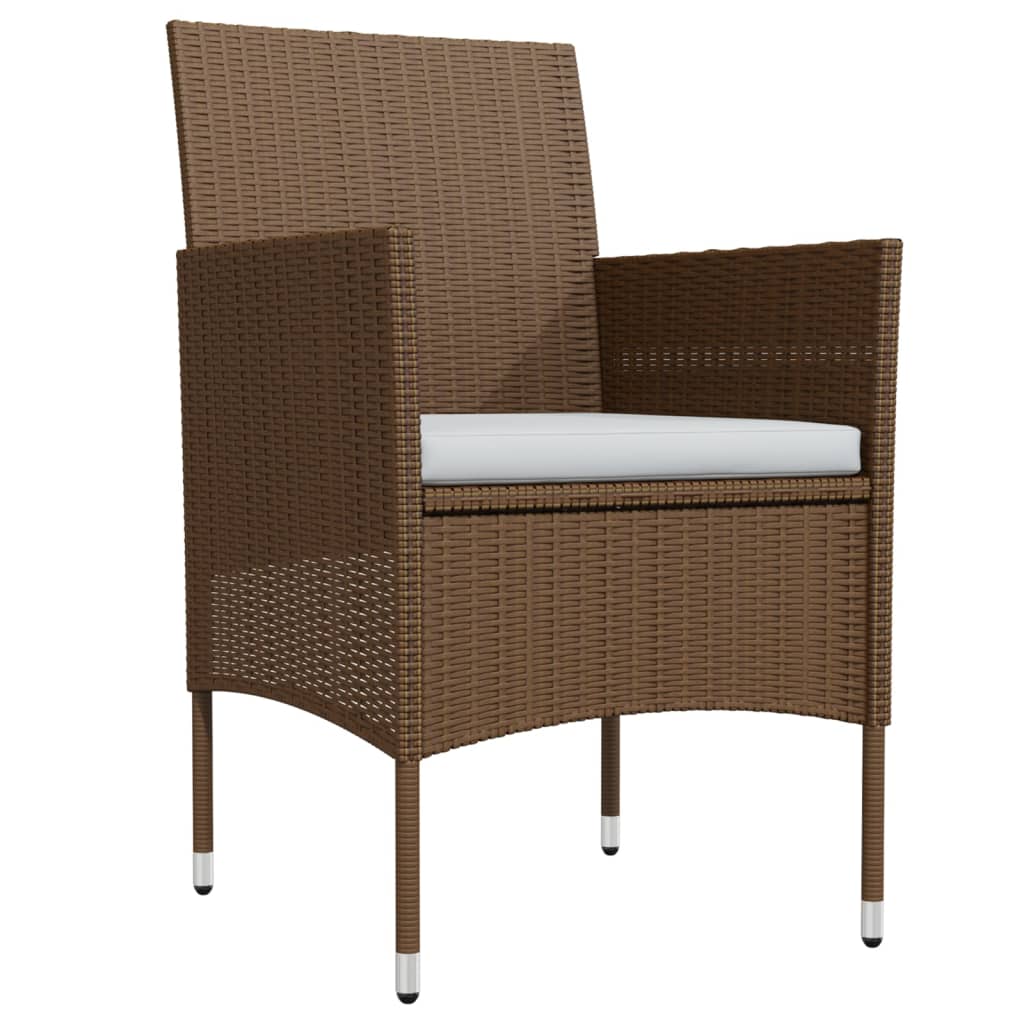 Set mobilier de grădină, cu perne, 3 piese, maro și negru