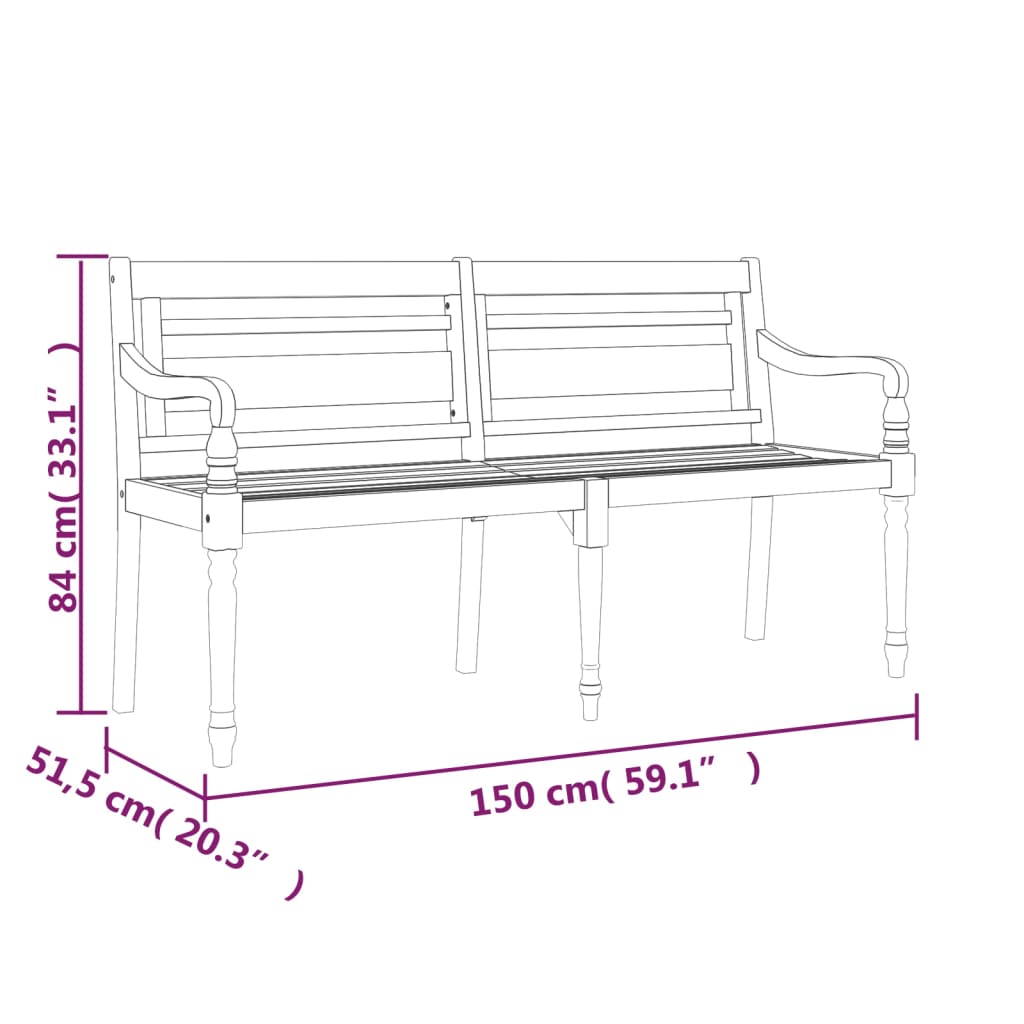 Bancă batavia cu pernă bej, 150 cm, lemn masiv de tec Bancă batavia cu pernă bej, 150 cm, lemn masiv de tec