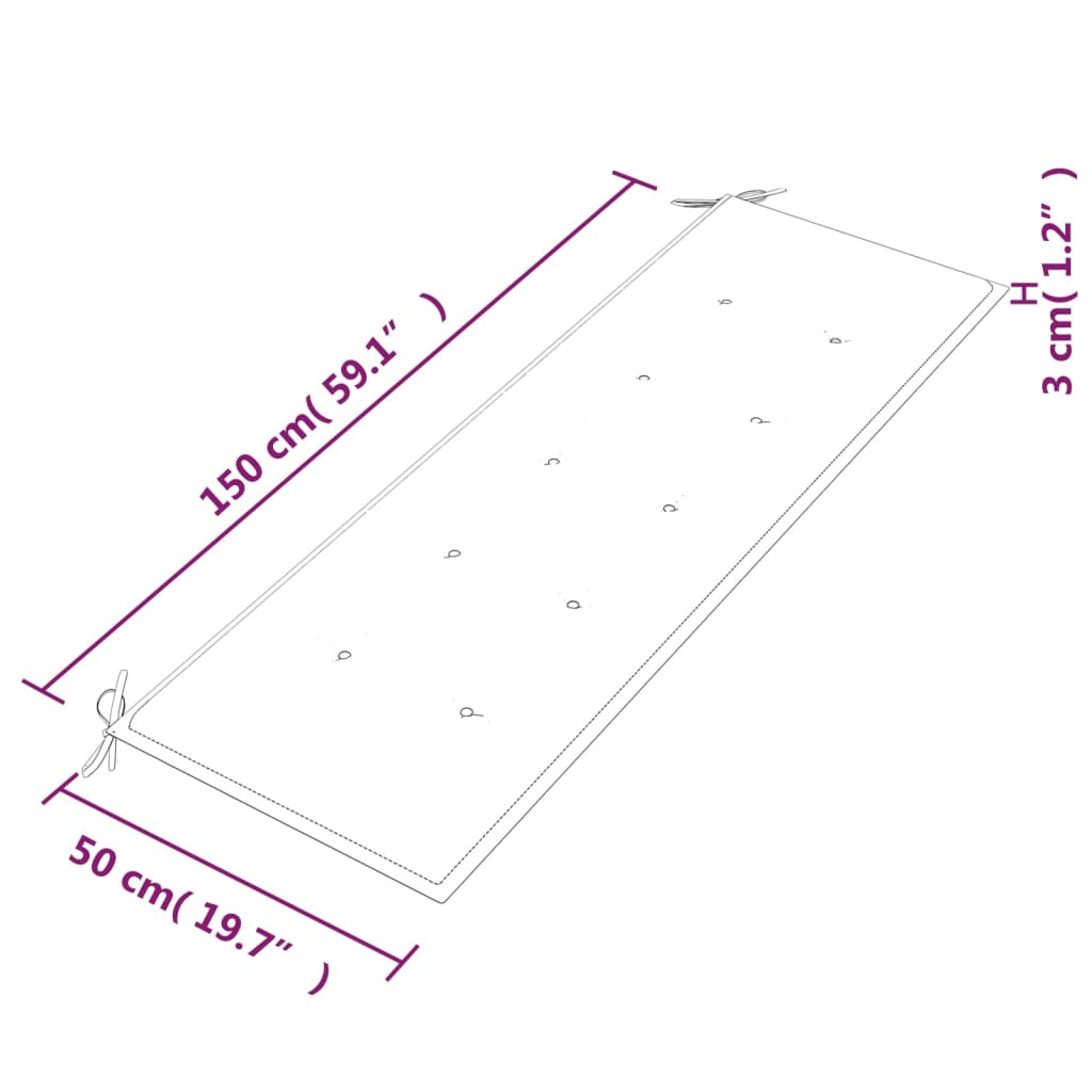 Bancă batavia cu pernă bej, 150 cm, lemn masiv de tec Bancă batavia cu pernă bej, 150 cm, lemn masiv de tec