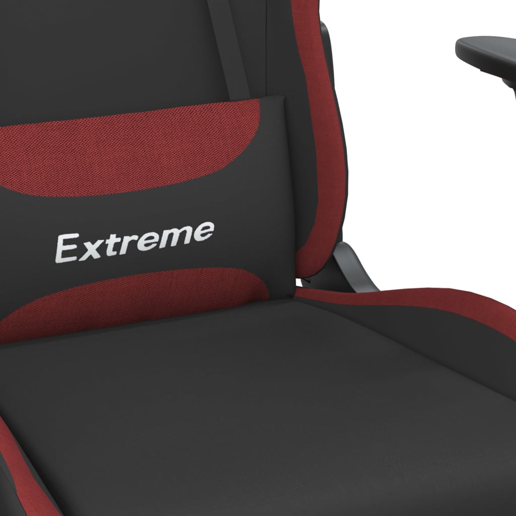 Scaun de gaming cu masaj, negru și roșu, material textil