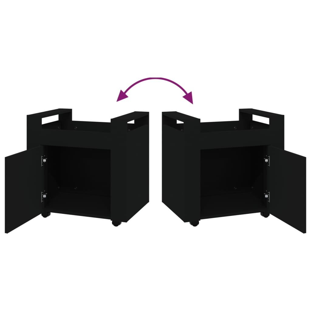 Cărucior de birou, negru, 60x45x60 cm, lemn prelucrat