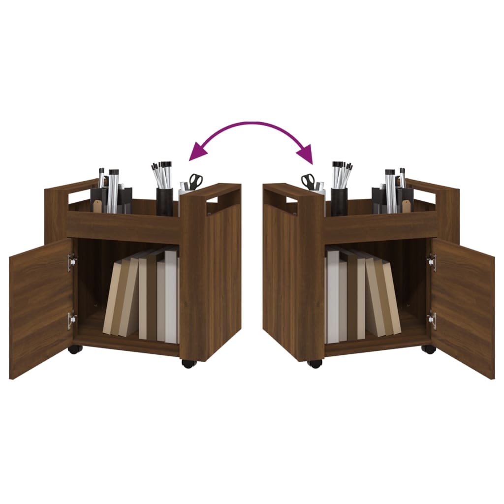 Cărucior de birou, stejar maro, 60x45x60 cm, lemn prelucrat