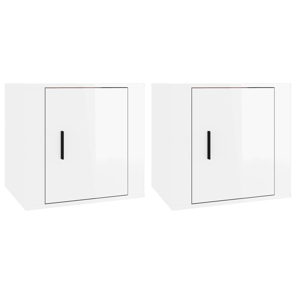 Noptiere, 2 buc., alb extralucios, 50x39x47 cm