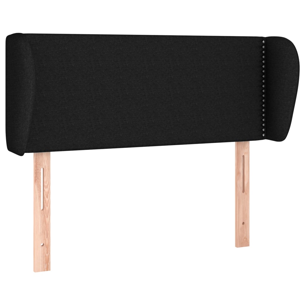 Tăblie de pat cu aripioare negru 83x23x78/88 cm material textil