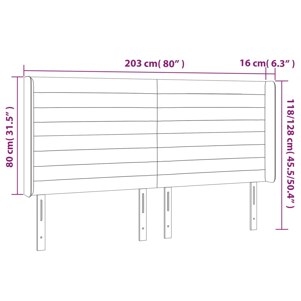 Tăblie de pat cu led, albastru închis, 203x16x118/128cm catifea Tăblie de pat cu led, albastru închis, 203x16x118/128cm catifea