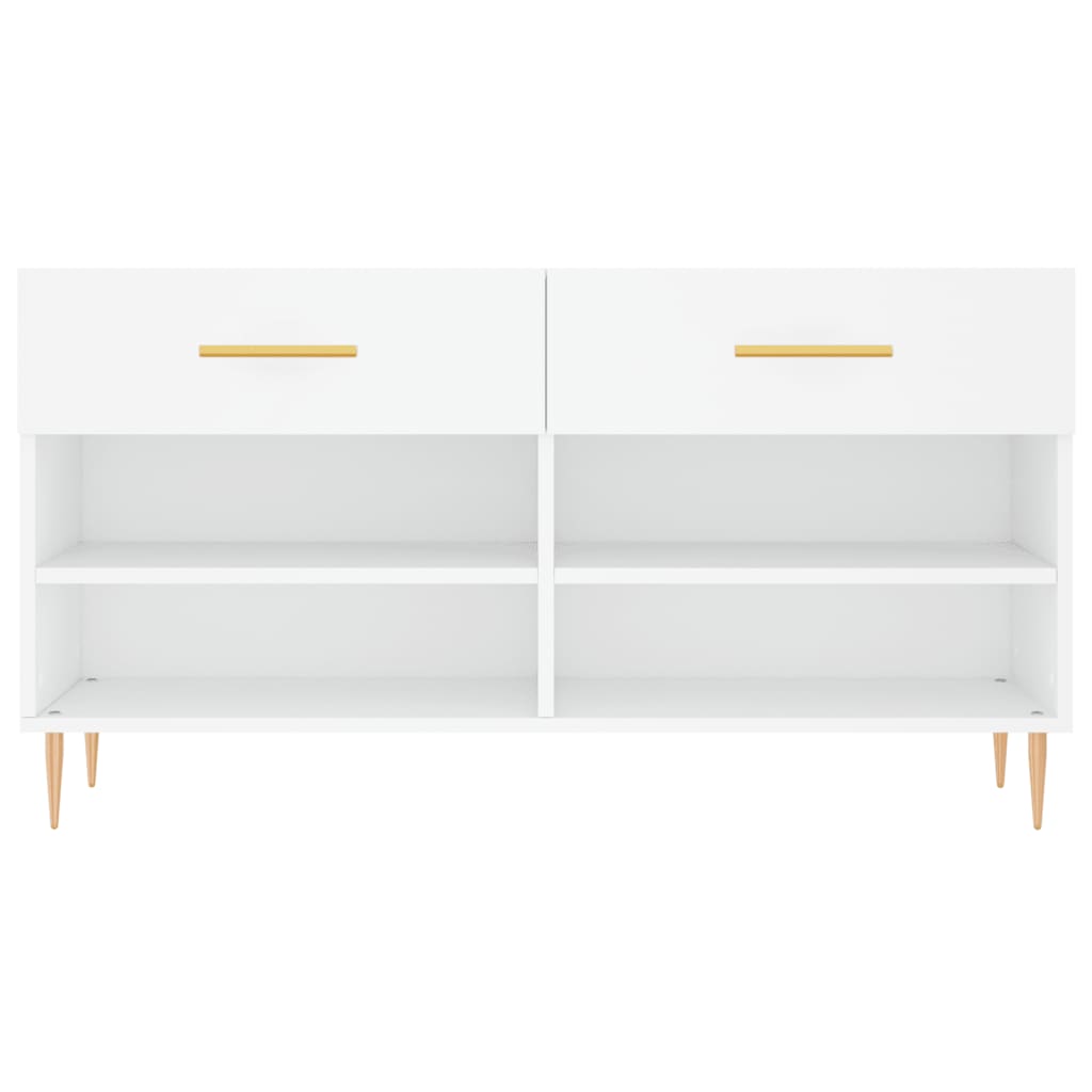 Bancă de pantofi, alb, 102x35x55 cm, lemn prelucrat