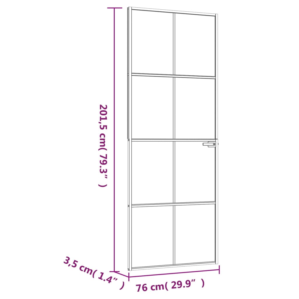 Ușă de interior negru 76x201,5 cm sticlă securiz./aluminiu slim