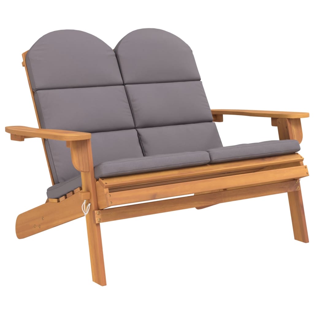 Bancă de grădină adirondack cu perne 126 cm, lemn masiv acacia