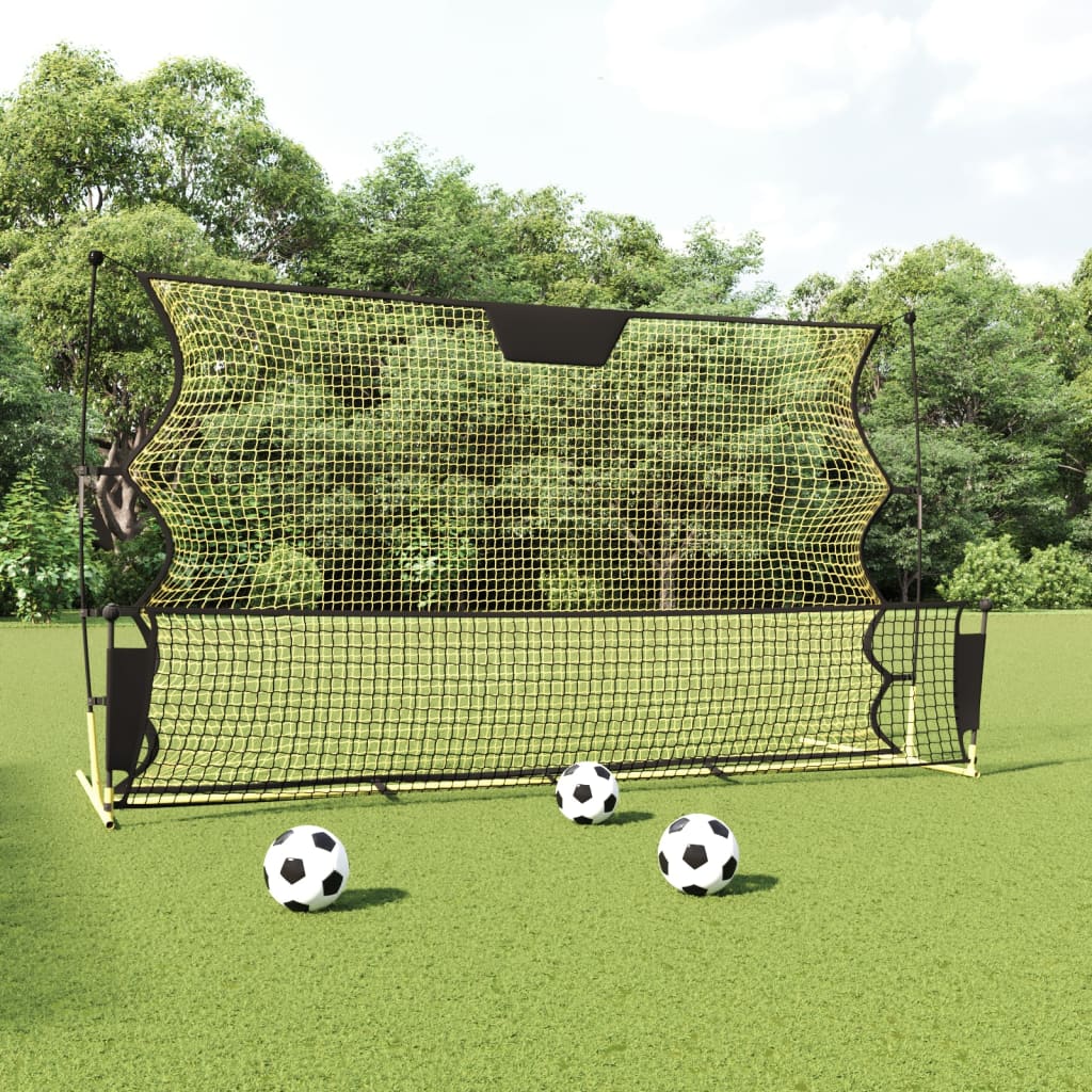 Plasă rebounder fotbal, negru și galben 183x85x120 cm poliester