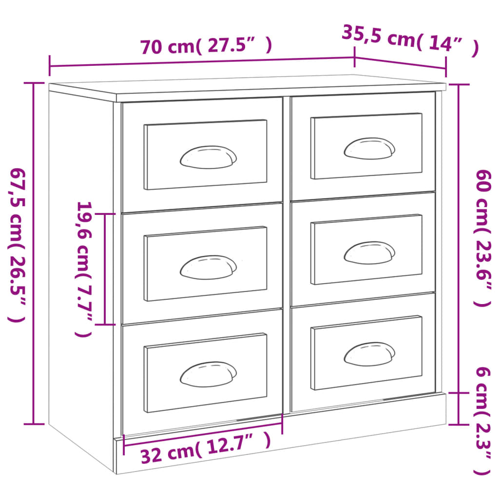 Servantă, stejar maro, 70x35,5x67,5 cm, lemn prelucrat Servantă, stejar maro, 70x35,5x67,5 cm, lemn prelucrat