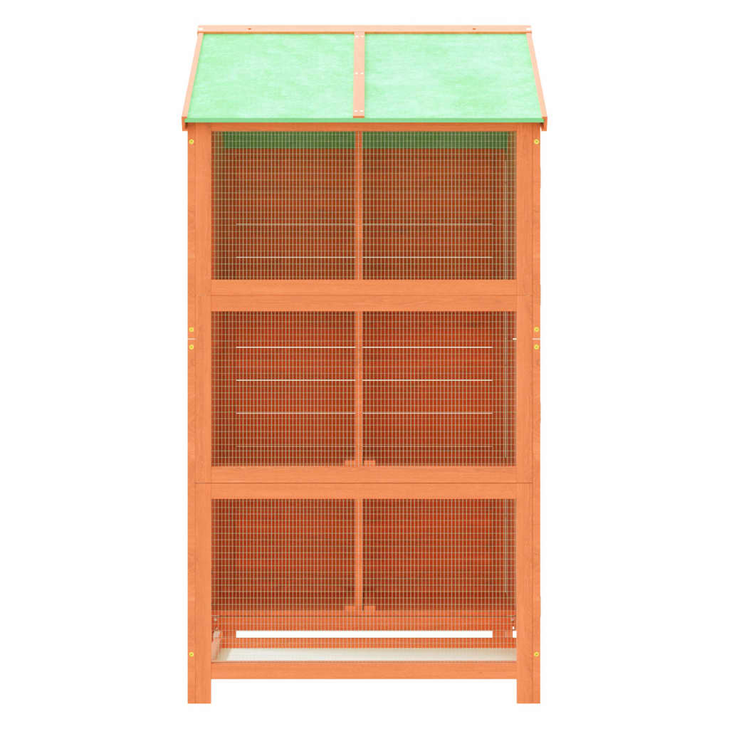 Colivie de păsări, maro, 97x81x152 cm, lemn masiv de pin