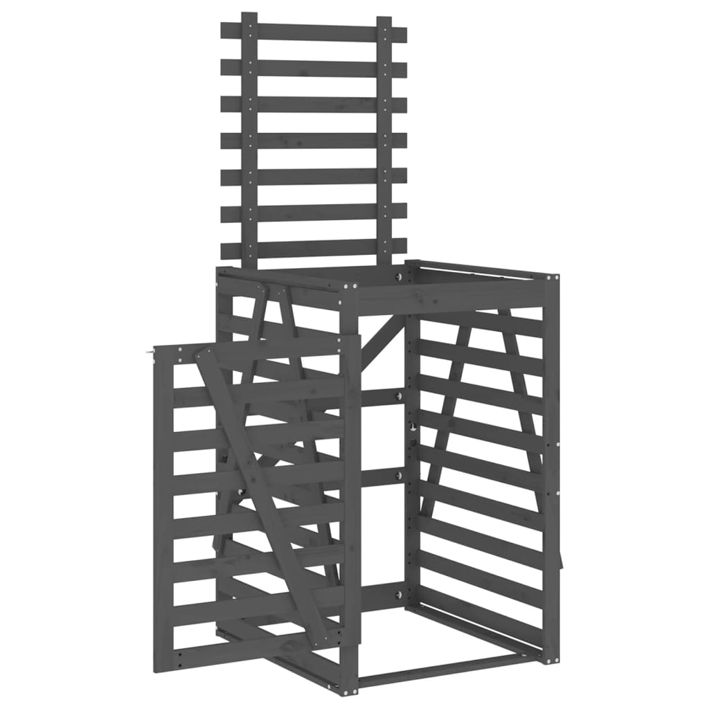 Depozitare coș de gunoi, gri, 84x90x128,5 cm, lemn masiv de pin