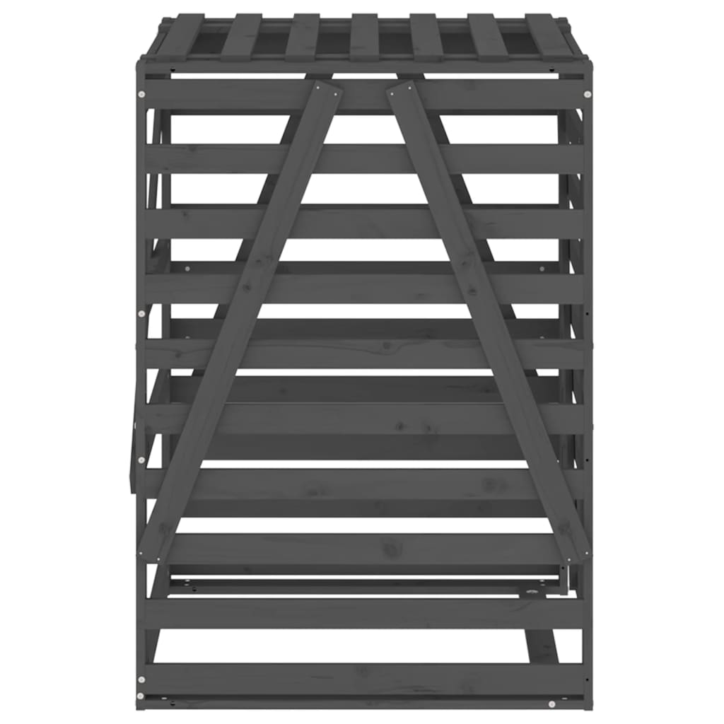 Depozitare coș de gunoi, gri, 84x90x128,5 cm, lemn masiv de pin