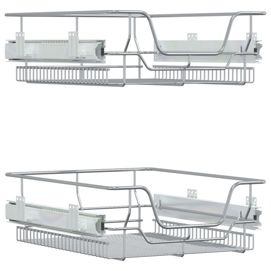 Coșuri retractabile din sârmă, 2 buc., argintiu, 45 cm