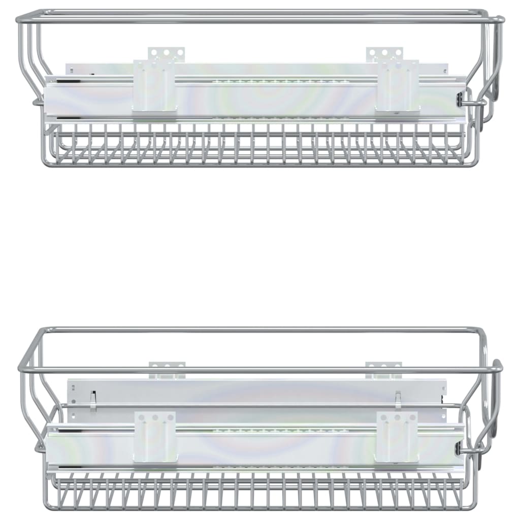 Coșuri retractabile din sârmă, 2 buc., argintiu, 45 cm