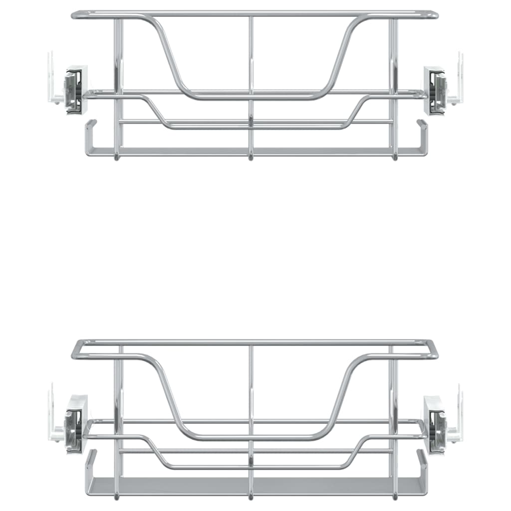 Coșuri retractabile din sârmă, 2 buc., argintiu, 45 cm