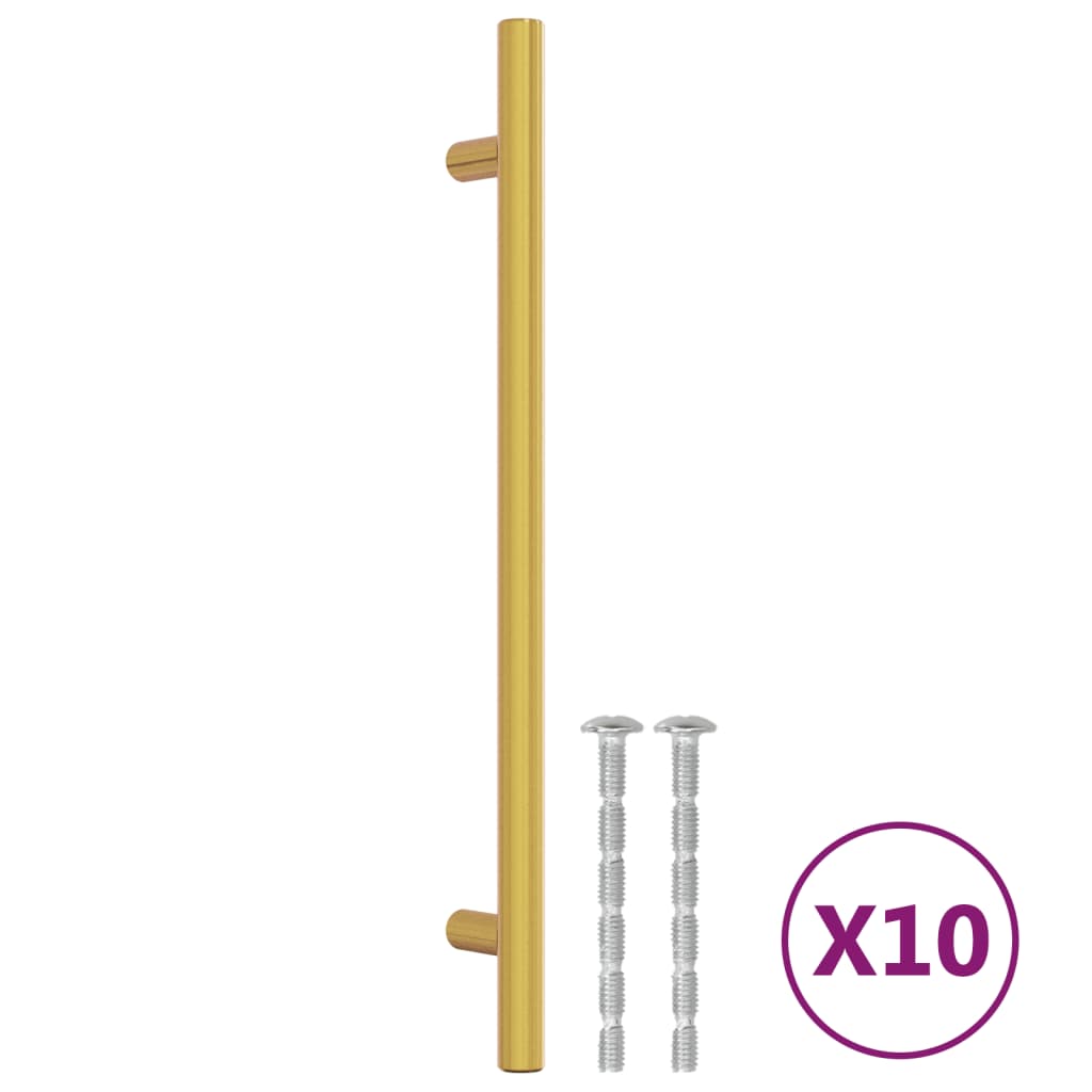 Mânere de dulap, 10 buc., auriu, 192 mm, oțel inoxidabil Mânere de dulap, 10 buc., auriu, 192 mm, oțel inoxidabil