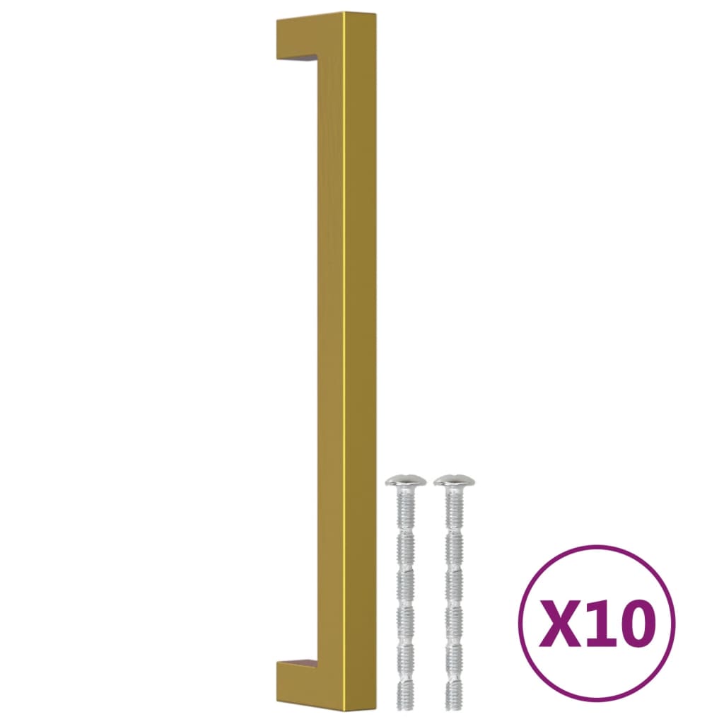 Mânere de dulap, 10 buc., auriu, 192 mm, oțel inoxidabil Mânere de dulap, 10 buc., auriu, 192 mm, oțel inoxidabil