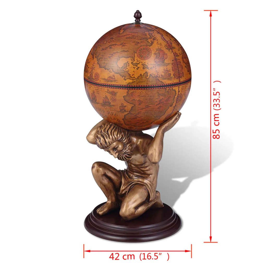 Bar tip glob, suport sticle de vin cu aspect atlas 42x42x85 cm