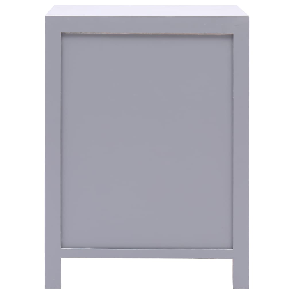 Noptieră, gri, 38 x 28 x 52 cm, lemn de paulownia